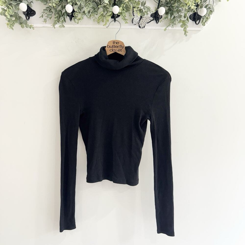 Madewell Black Ribbed Light Weight Turtleneck Sweater Small and #kw